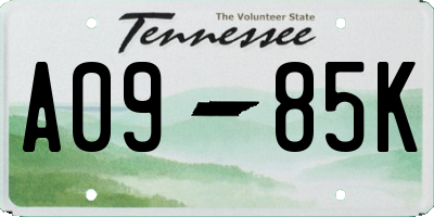 TN license plate A0985K
