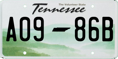 TN license plate A0986B