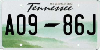 TN license plate A0986J