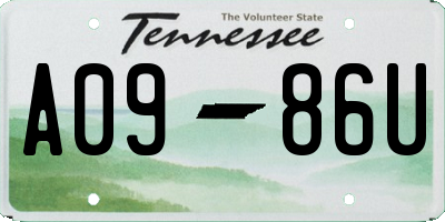 TN license plate A0986U