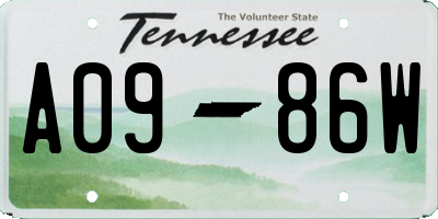 TN license plate A0986W