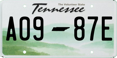 TN license plate A0987E