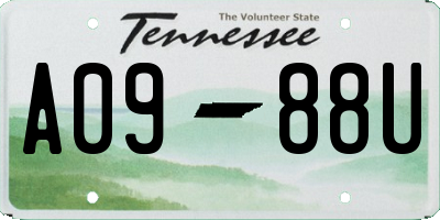 TN license plate A0988U