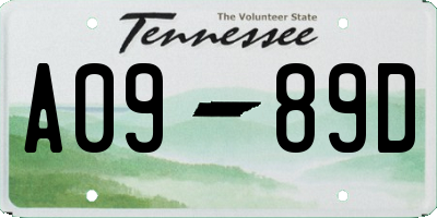 TN license plate A0989D