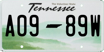 TN license plate A0989W