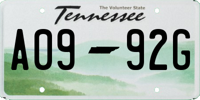 TN license plate A0992G
