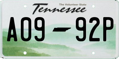 TN license plate A0992P