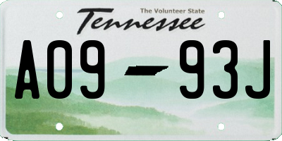 TN license plate A0993J