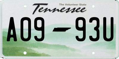 TN license plate A0993U