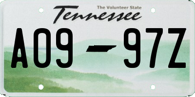 TN license plate A0997Z