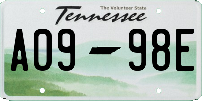 TN license plate A0998E