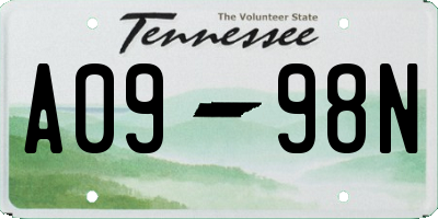 TN license plate A0998N