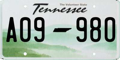 TN license plate A0998O