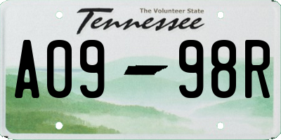 TN license plate A0998R