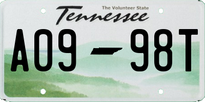 TN license plate A0998T