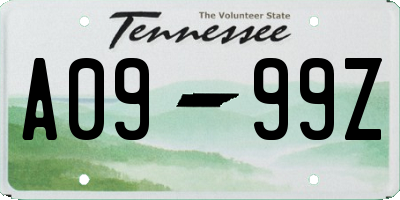 TN license plate A0999Z
