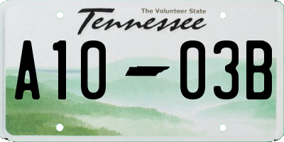 TN license plate A1003B