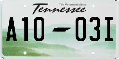 TN license plate A1003I