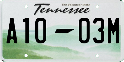 TN license plate A1003M