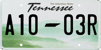 TN license plate A1003R