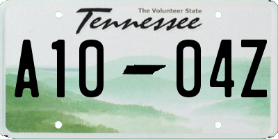 TN license plate A1004Z