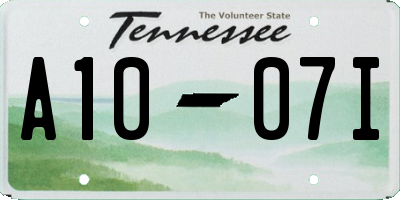 TN license plate A1007I