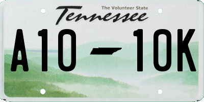 TN license plate A1010K