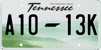 TN license plate A1013K