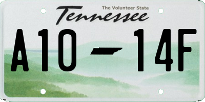 TN license plate A1014F