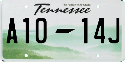 TN license plate A1014J
