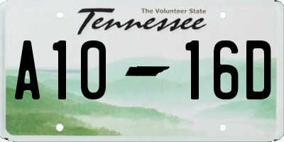 TN license plate A1016D
