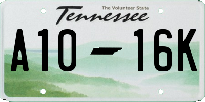 TN license plate A1016K