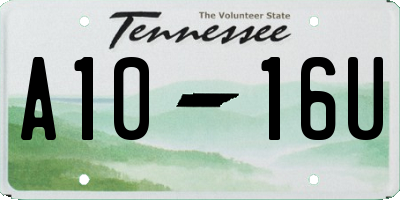 TN license plate A1016U