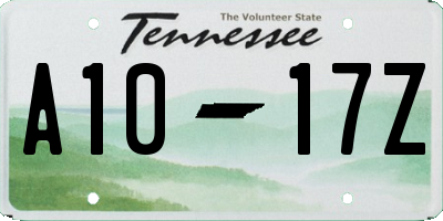 TN license plate A1017Z