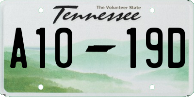 TN license plate A1019D