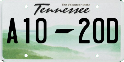 TN license plate A1020D