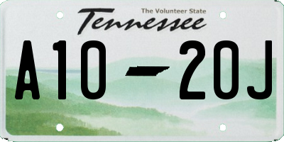 TN license plate A1020J