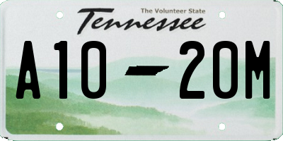TN license plate A1020M