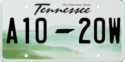 TN license plate A1020W