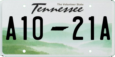 TN license plate A1021A