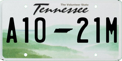 TN license plate A1021M