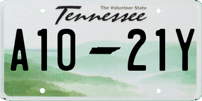 TN license plate A1021Y