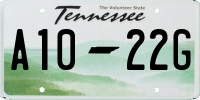 TN license plate A1022G