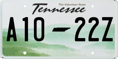 TN license plate A1022Z
