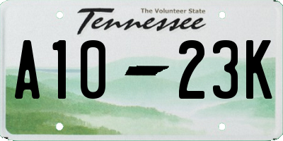 TN license plate A1023K