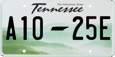 TN license plate A1025E