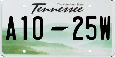 TN license plate A1025W