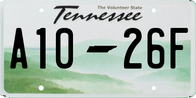 TN license plate A1026F