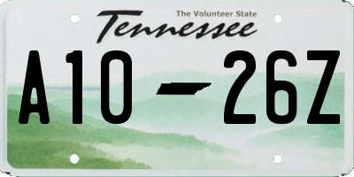 TN license plate A1026Z