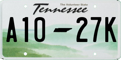 TN license plate A1027K